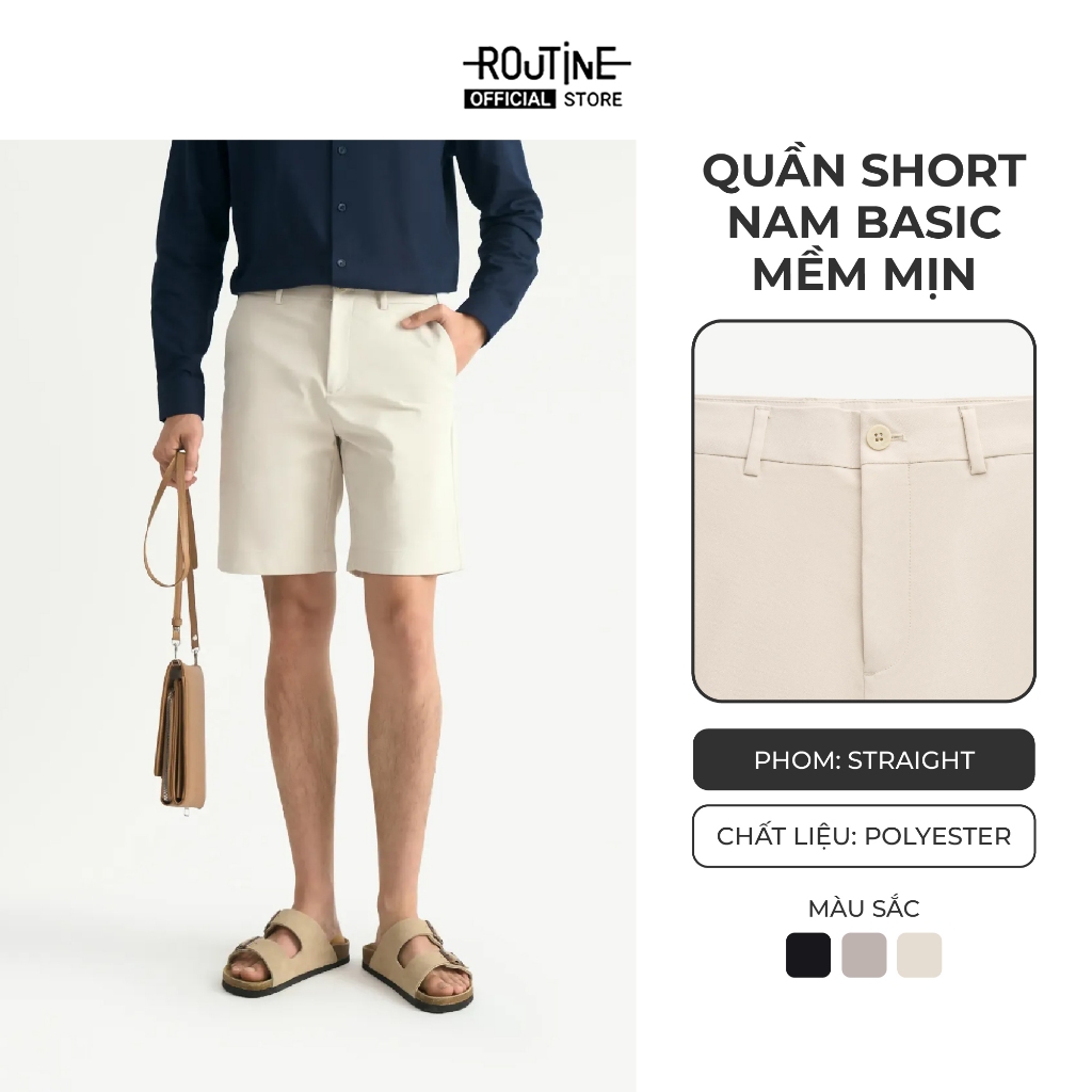 [15.9 UP TO 15% - FREE PANTS] กางเกงขาสั้นทรงตรง Mens Plain Dobby Texture Form - Routine 10S26PSH028