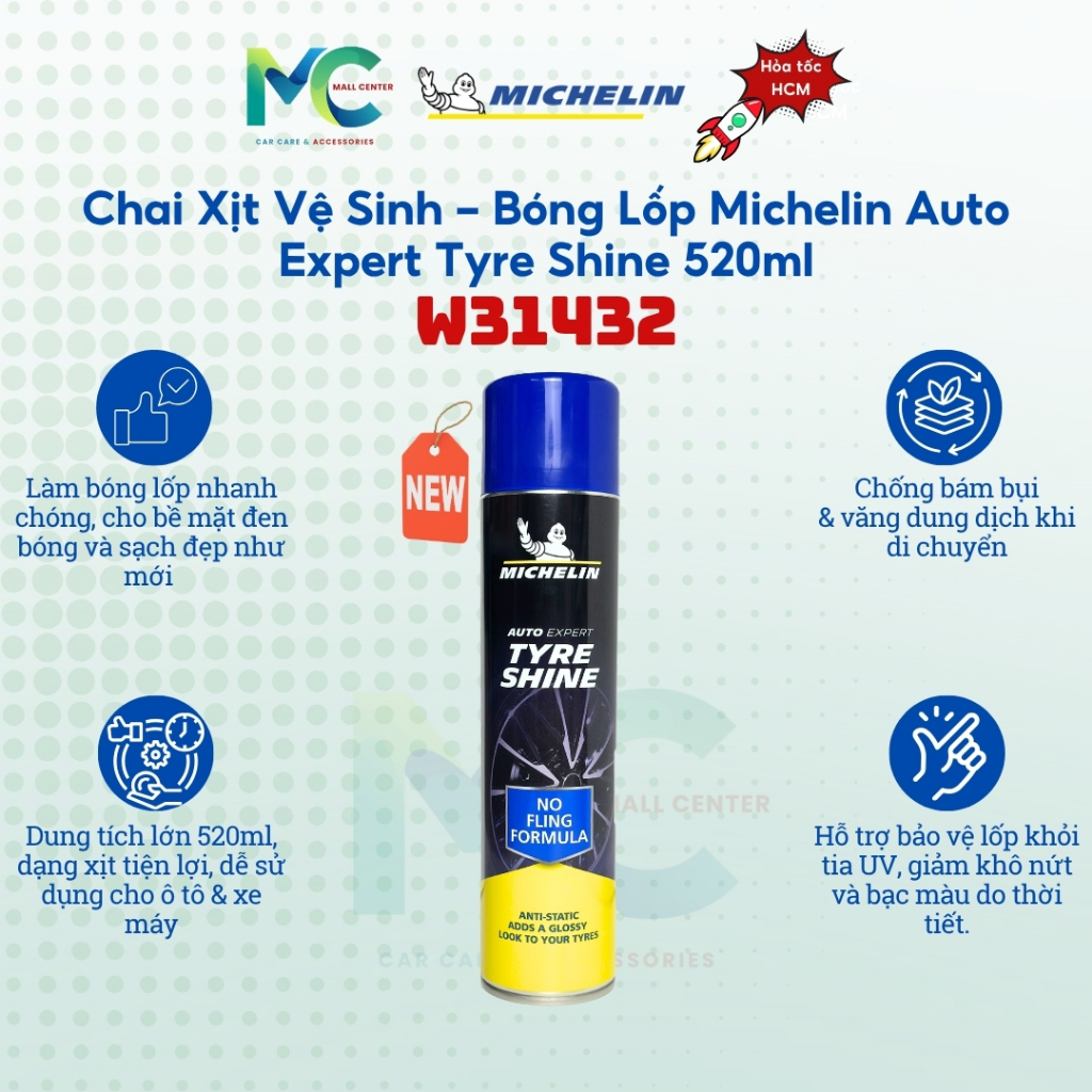 Michelin - Auto Expert Tyre Shine W31432 Tyre Shine Spray - 520ml