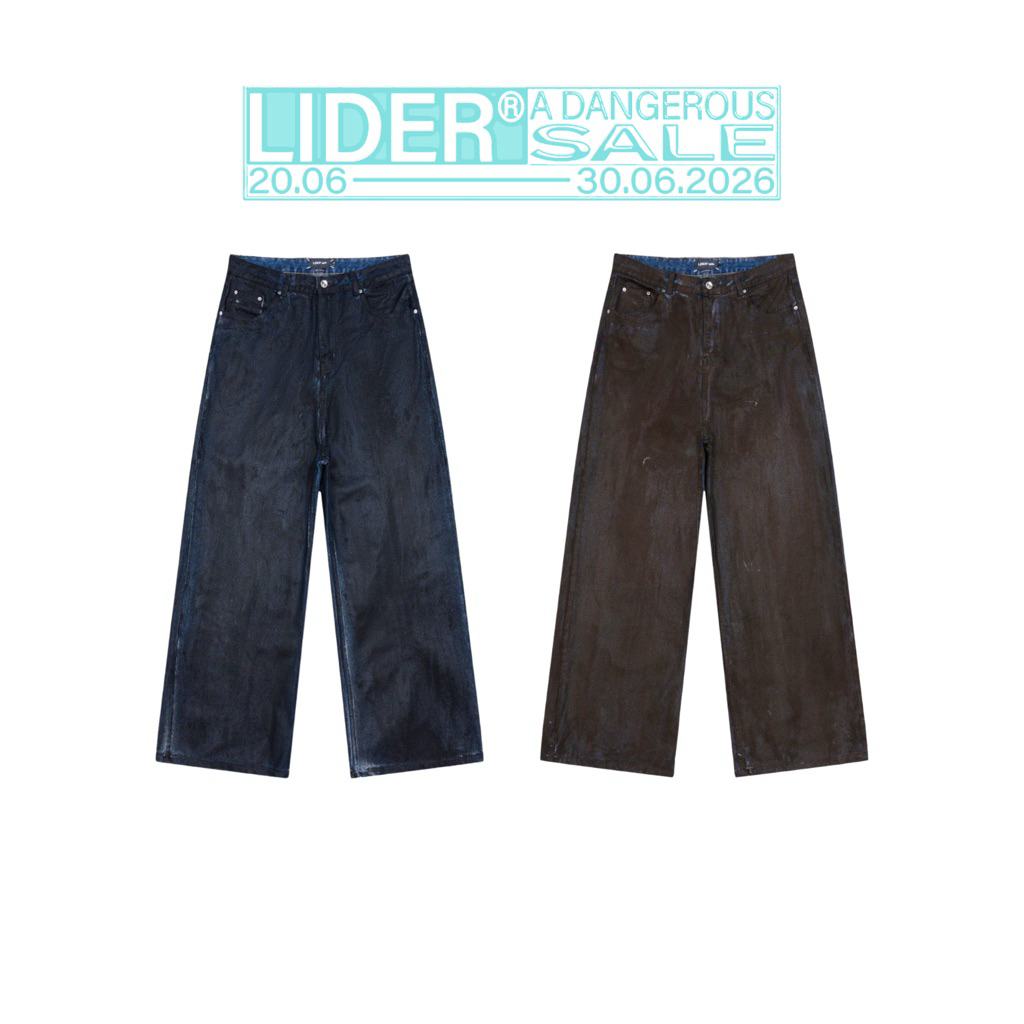 LIDER Jeans - กางเกงยีนส์ล้าง Unisex LIDER STONE DRIFT WASHED JEANS - Night Blue/Brown