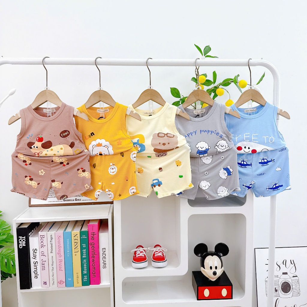 MINKY MOM COOL T-SHIRT SET สําหรับเด็กชายและเด็กหญิง - Favybaby A1-BL-31