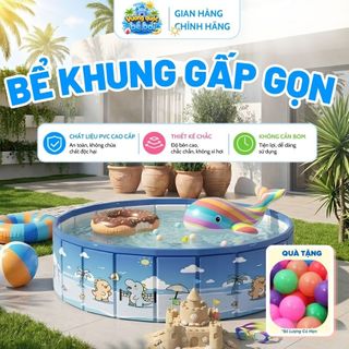 Bể Bơi Khung, Hồ Bơi Cho Bé Gấp Gọn Tròn Tại Nhà Tiện Lợi Gấp Lại