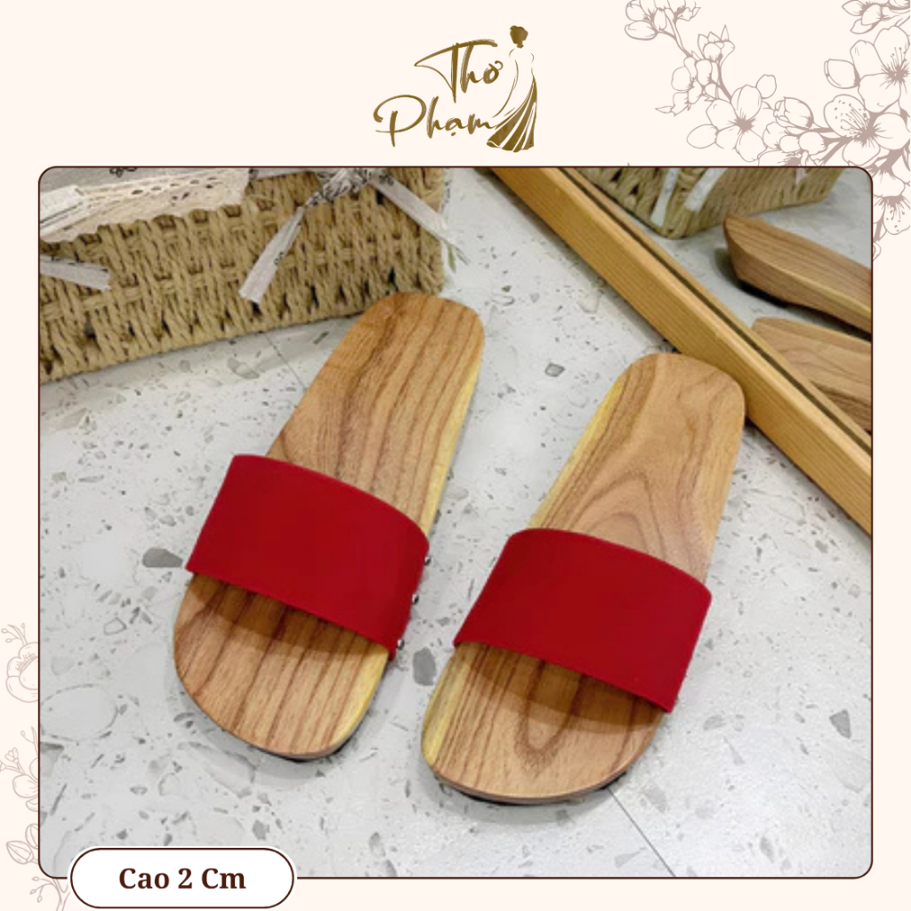 [จัดส่งด่วน] Quoc Moc - รองเท้าอุดตันไม้, รองเท้าแตะไม้พร้อมสายรัดไขว้พร้อมพื้นรองเท้ากันลื่นหลายขนา