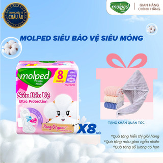 [N] Combo 8 gói băng vệ sinh Molped thiên nhiên siêu bảo vệ siêu mỏng có cánh 8x8x6 (GÓI 8 MIẾNG) cho Nữ