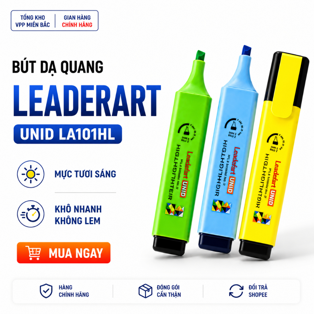 LeaderArt UNID LA101HL ปากกาเน้นข้อความทรงสี่เหลี่ยม