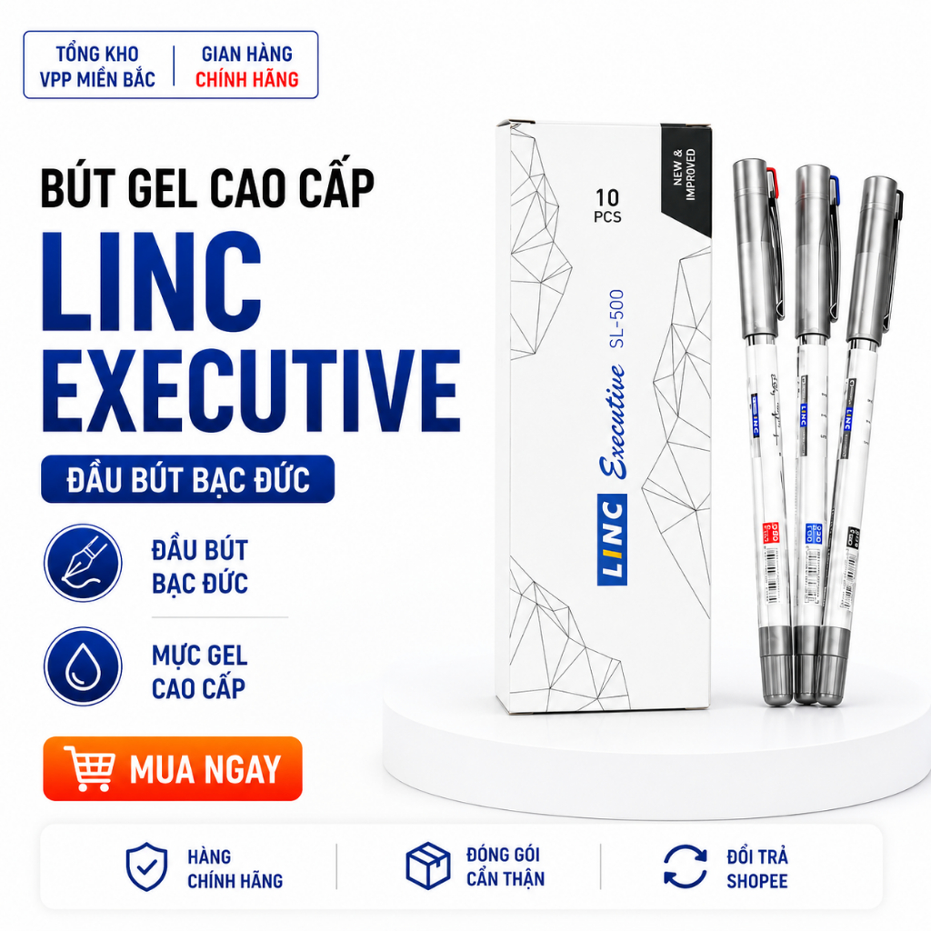 Linc Executive Premium Gel Ink Pen - ปลายปากกาทําจากเงินเยอรมัน เทคโนโลยีป้องกันความเมื่อยล้าขั้นสูง