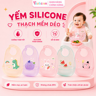 Yếm Ăn Dặm Cho Bé Yếm Silicon Siêu Nhẹ Chống Thấm Nước Tiện Lợi Cho Bé YEUBEVN