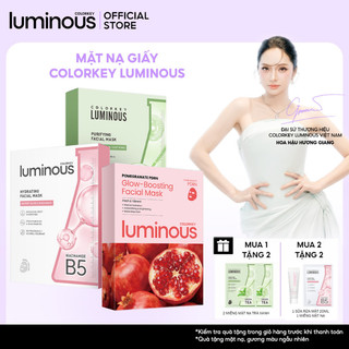 Mặt Nạ COLORKEY LUMINOUS | Vitamin B5/ Vitamin B3/ Trà xanh/ PDRN| Hỗ trợ dưỡng ẩm, sáng da, giảm dầu mụn| 10 miếng/Hộp