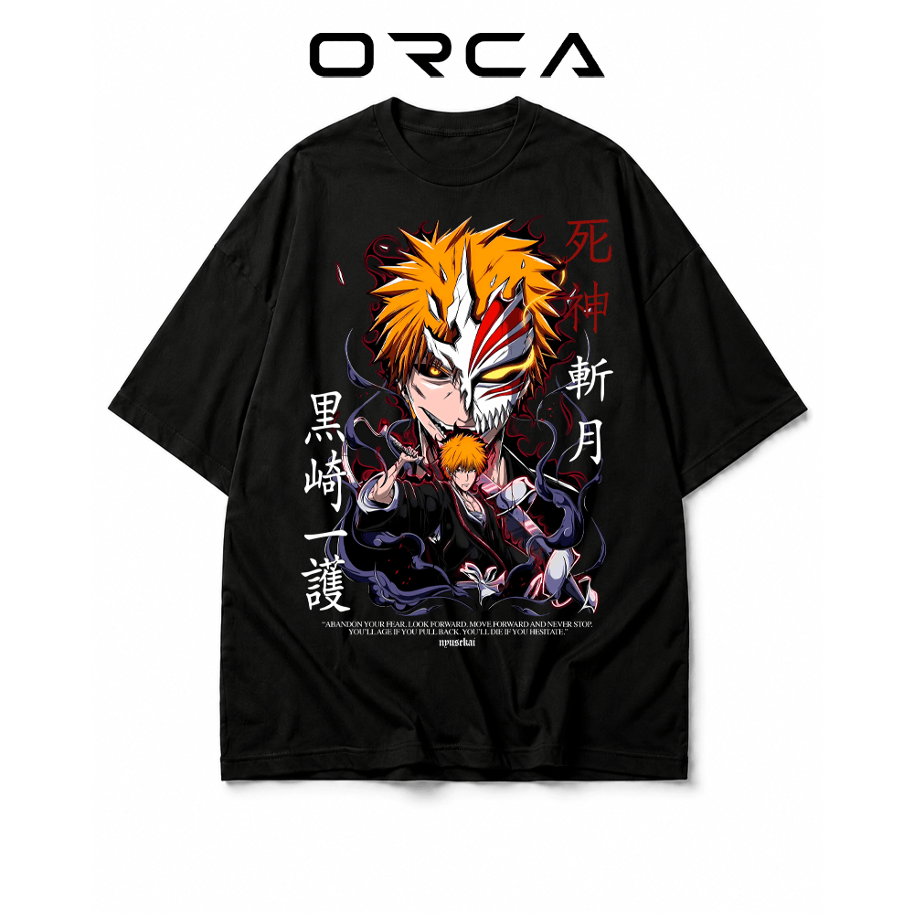 เสื้อยืด Orca พิมพ์ลาย Kurosaki Ichigo Bleach - ผ้าคอตตอนคุณภาพสูง - ORCA504