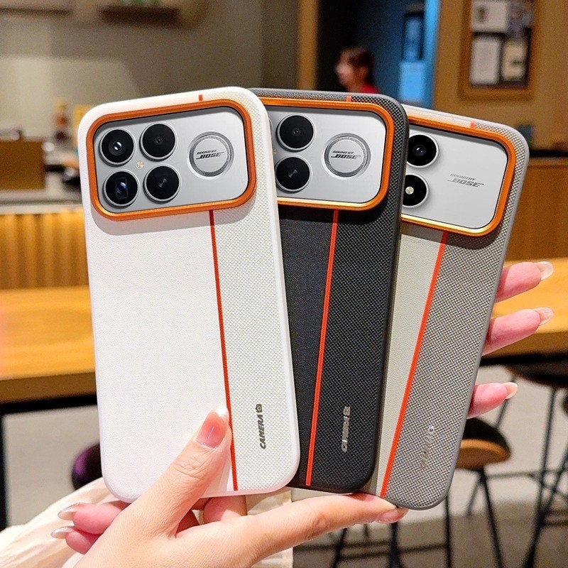 Xiaomi Redmi K90 Ultra / K90 Pro Max / K90 Max / K90 เคสหนังลายสีส้ม – วงแหวนกล้องโลหะสีส้ม