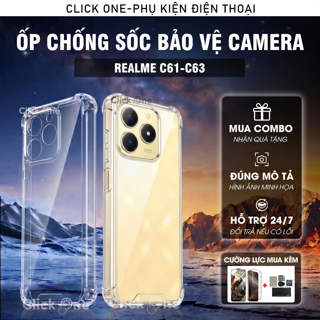 Realme C61, C63, C65, C65S เคสซิลิโคนกันกระแทก 4 ด้านพร้อมการป้องกันกล้องที่ครอบคลุม | เคสกันกระแทก 