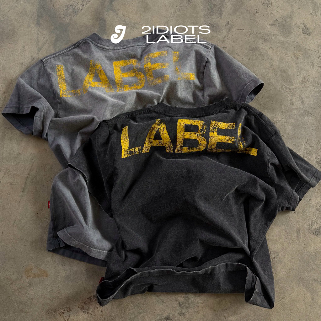 ล้าง UNISEX LABEL FORM CROP / VINTAGE WASHED TSHIRT 2IDIOTS.LABEL
