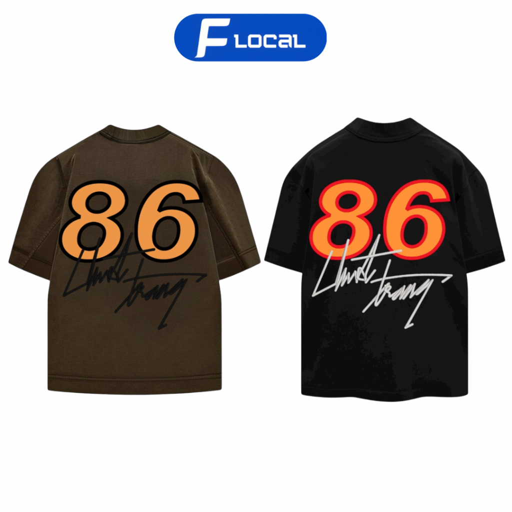เสื้อยืดปัก No. 86 พัท Loc 77 Lucky 23 F LOCAL Tee Cotton 100% Localbrand Unisex