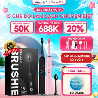 [GIÁ 637K TẠI LIVE SHOP] Bàn Chải Điện Brushie Promax 15 Chế Độ Làm Sạch Chuyên Biệt,phù hợp mọi tình trạng răng KOC