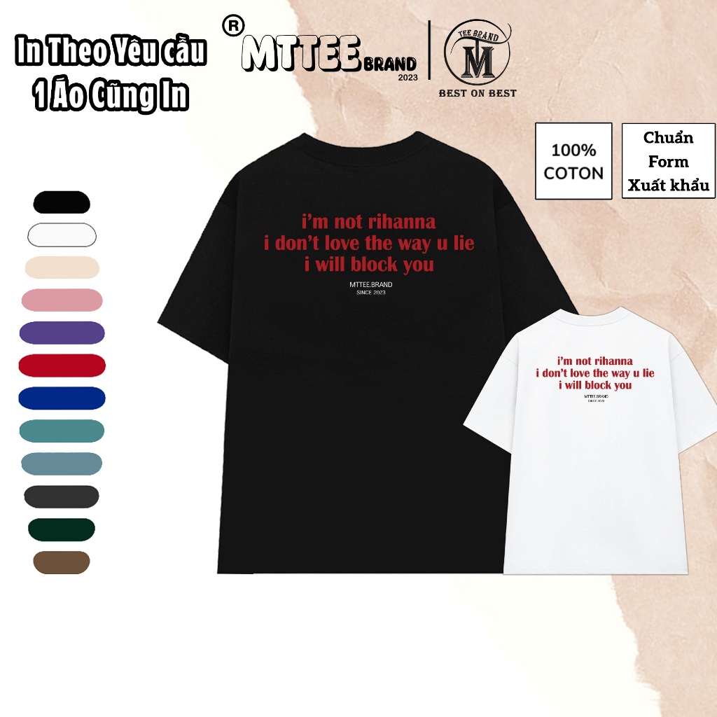 [พิมพ์ตามความต้องการ] เสื้อยืดตลกสําหรับผู้ชายและผู้หญิง Im Not Rihanna เสื้อยืดผ้าฝ้ายแบรนด์ท้องถิ่