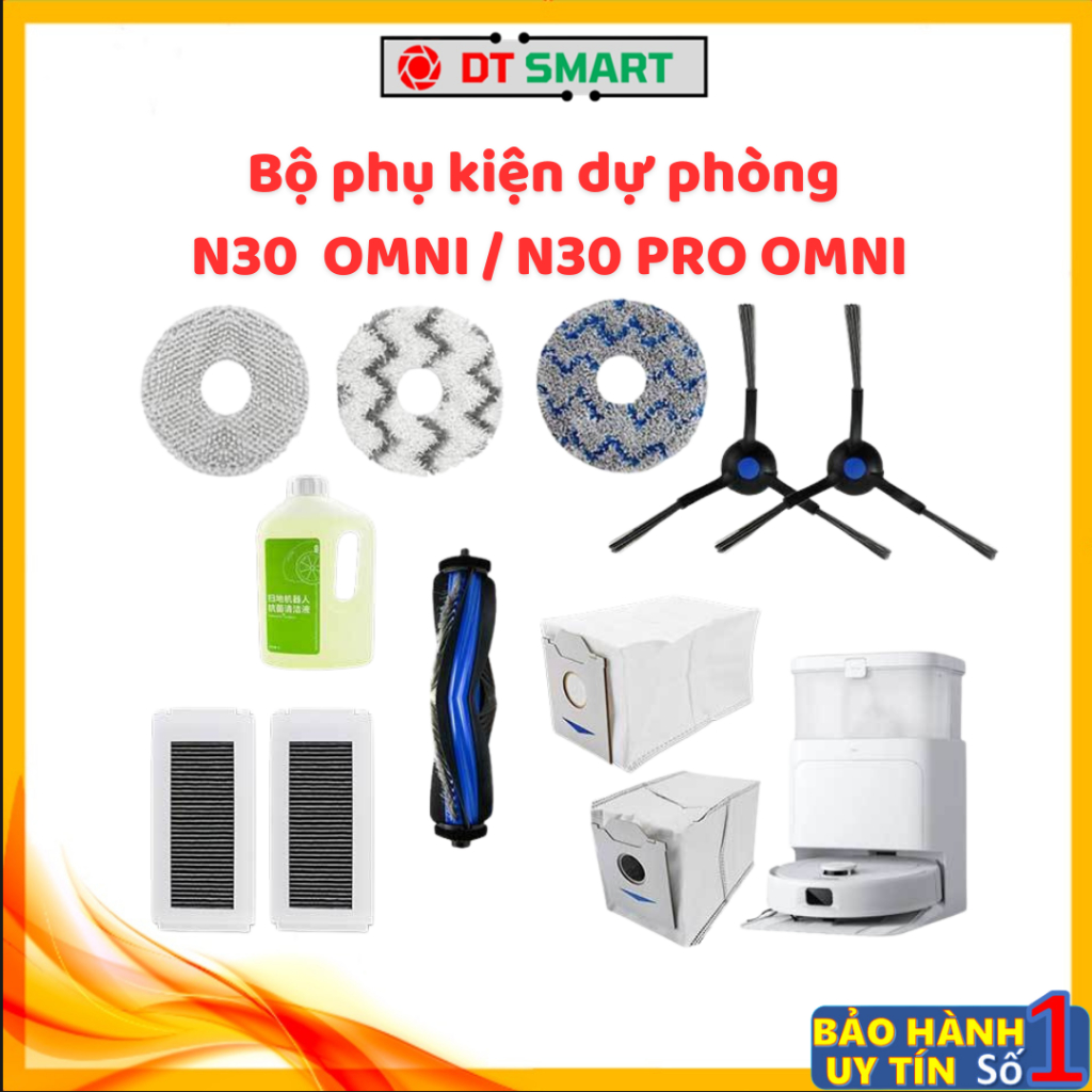 Deebot N30 Pro, N30 Omni, N30 Pro Omni Robot Replacement Accessories - Roller Brush, Side Brush, Fil