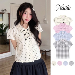 NAVIE - Áo baby doll 6 cúc thời trang nữ