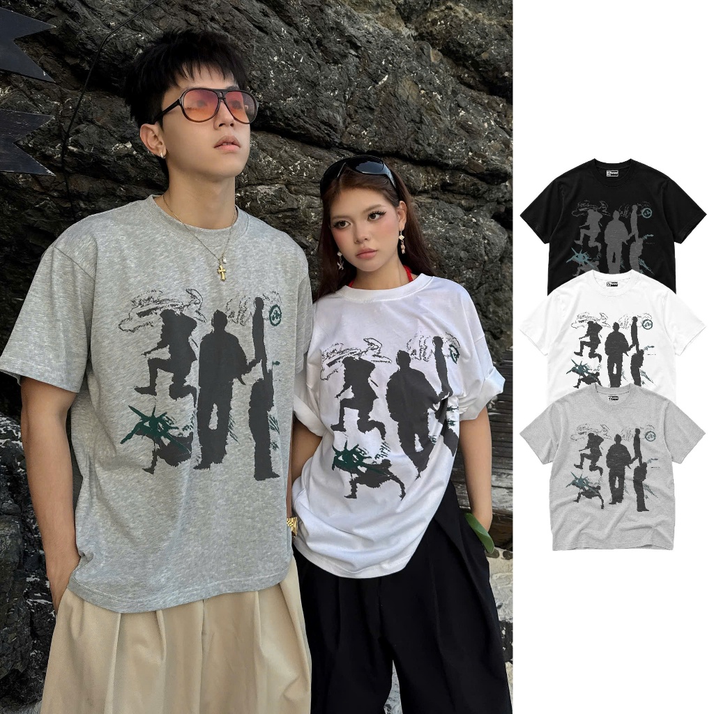AB HOUSE - เสื้อยืดทรงหลวม LOUIE สําหรับผู้ชายและผู้หญิง
