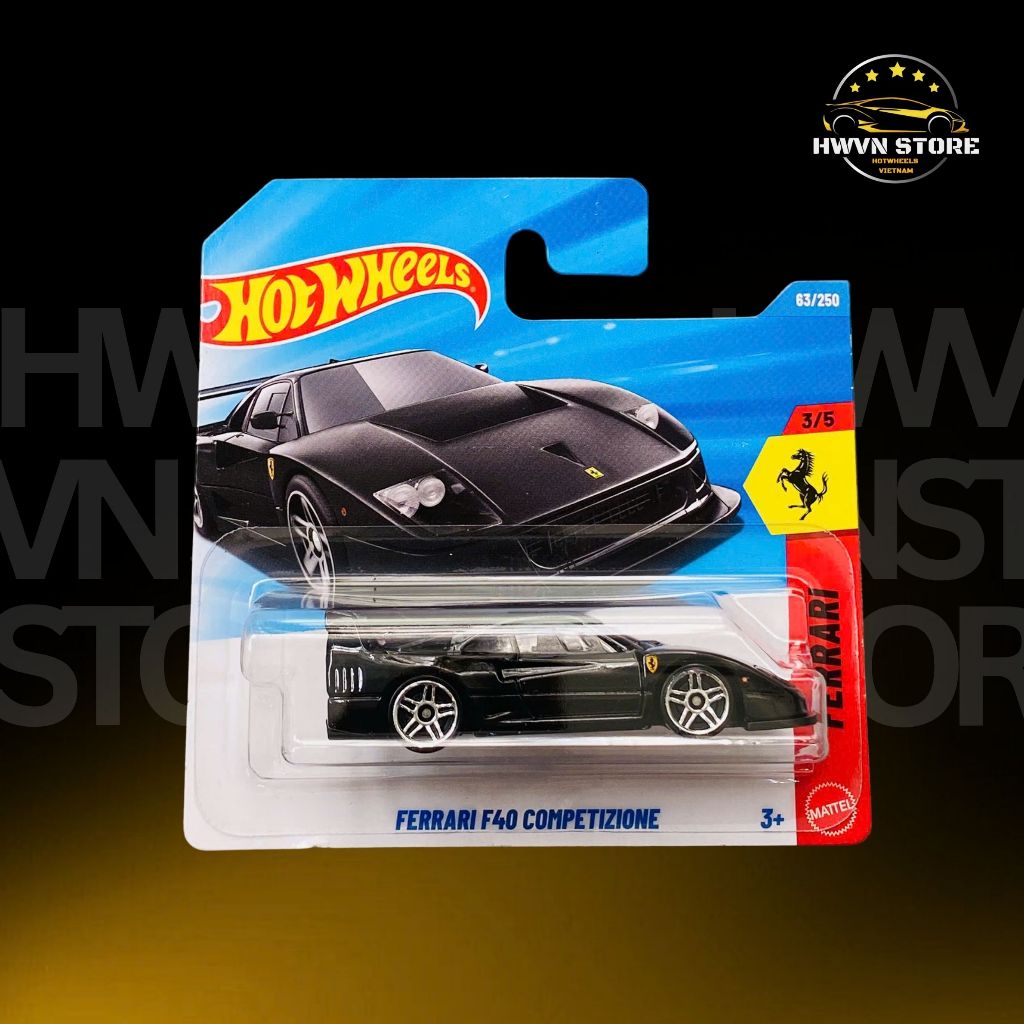 Miniverse - Black Ferrari F40 Competizione Hotwheels Card Model Car
