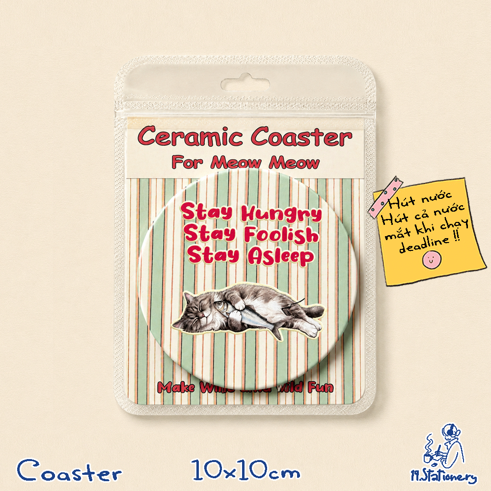 Steve Craft Cat Ceramic Coaster - Ceramic Coaster Steve De Cat - ของขวัญ - เครื่องเขียน 19