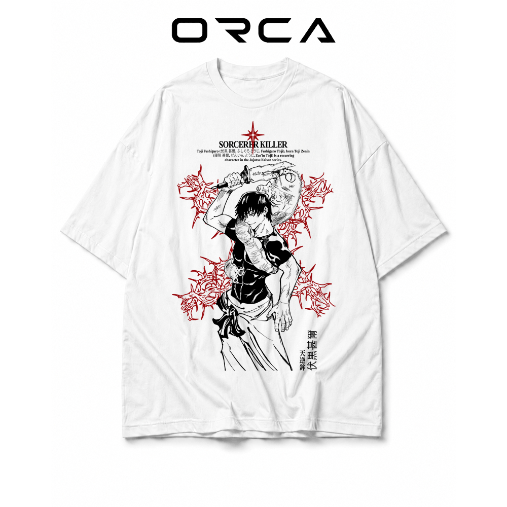 เสื้อยืด Orca พิมพ์ลาย Toji Fushiguro Jujutsu Kaisen - ผ้าคอตตอนคุณภาพสูง - ORCA662