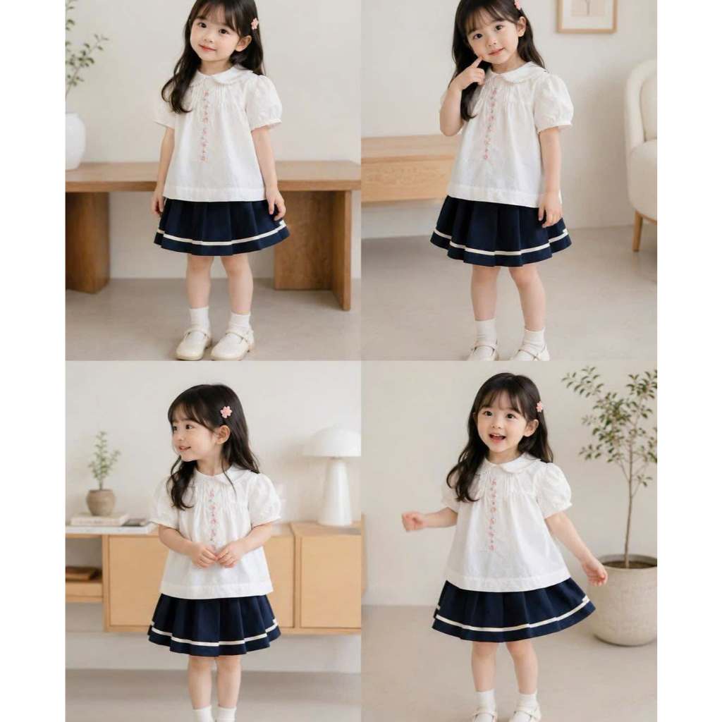 เด็กผู้หญิงน่ารัก กระโปรง Perimit + ท็อป C1V2N0+A1C2B0 ปลารัสเซีย