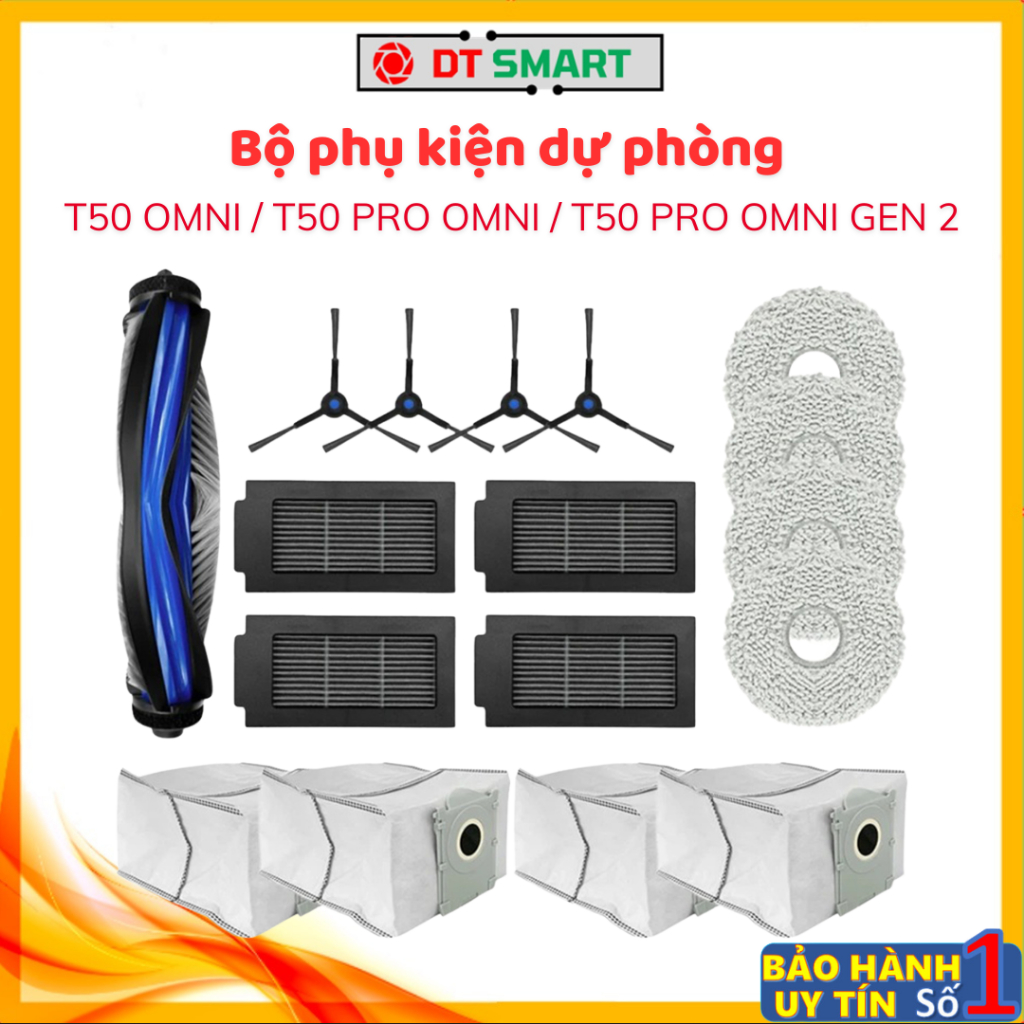 Deebot T50 Omni/ T50 Pro Omni/ T50 Pro Omni Gen2/ Robot Replacement Accessories แปรงหลัก, แปรงด้านข้