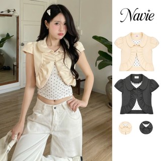 NAVIE - Áo kiểu cổ bèo nhún LADY thời trang nữ