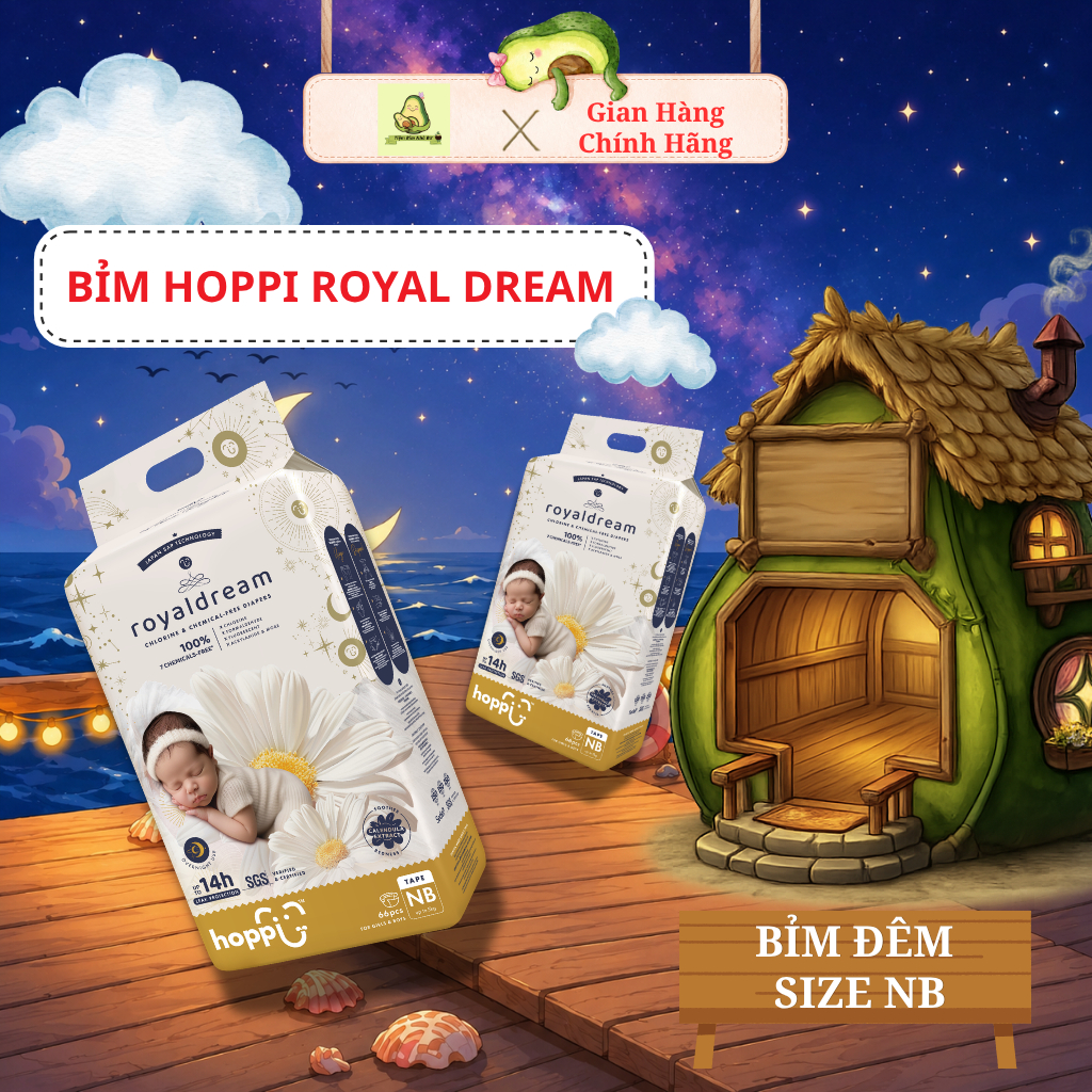 ผ้าอ้อม Hoppi Royal Dream – ขนาดแห้งนุ่ม ระบายอากาศได้ดี ติดทนนาน จาก NB ถึง XXXL