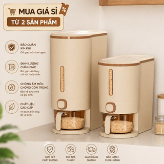 Thùng Đựng Gạo Thông Minh Dung Tích 5kg 10kg Nút Ấn Lấy Gạo Tự Động Chất Liệu Nhựa ABS Cao Cấp UFORU