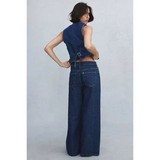 H...M Wide leg Jeans กางเกงยีนส์สีเข้ม เอวสูง งานแท้