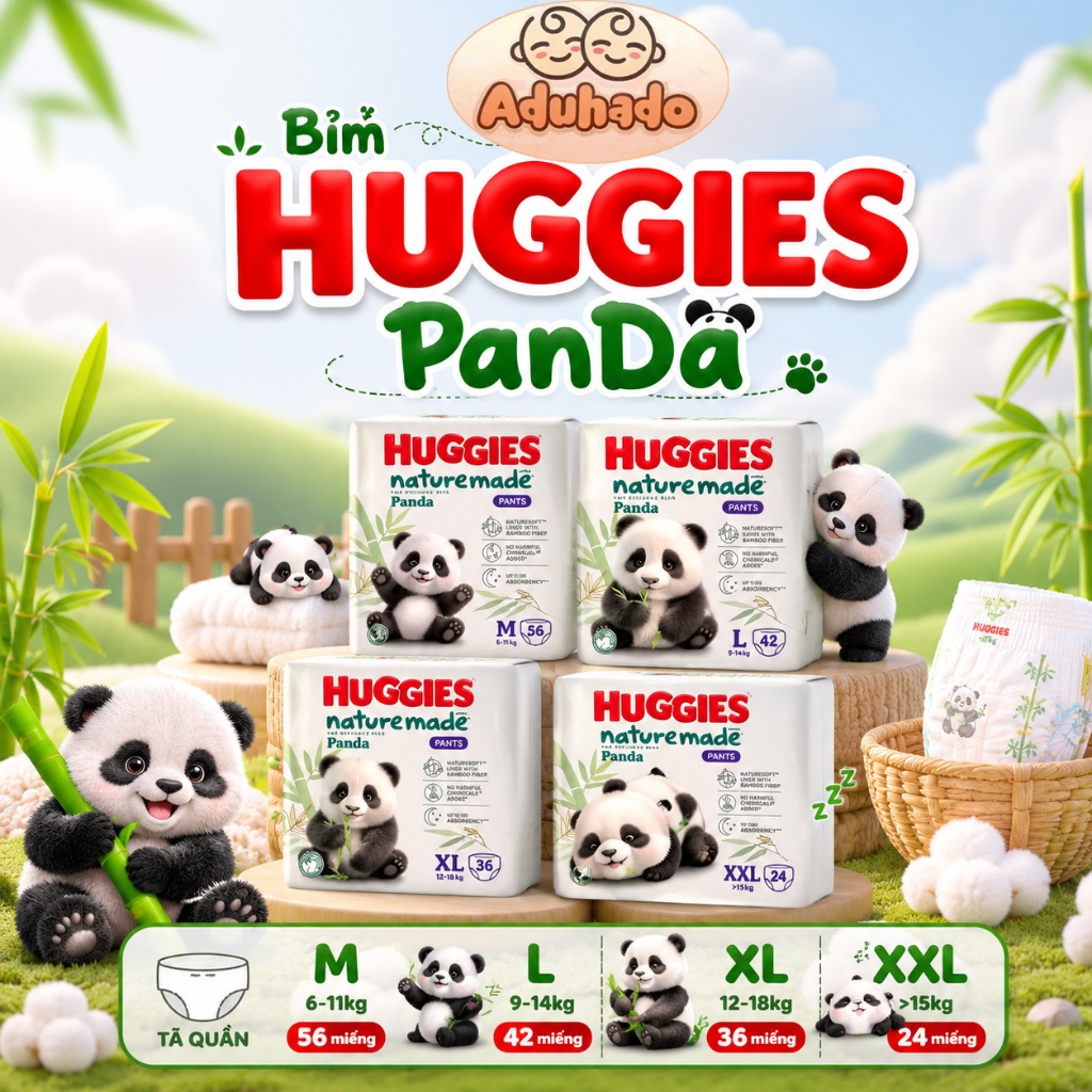 Huggies Naturemade PANDA Diapers/Bamboo Fiber Diapers ปลอดภัยสําหรับผิวแพ้ง่ายของทารก