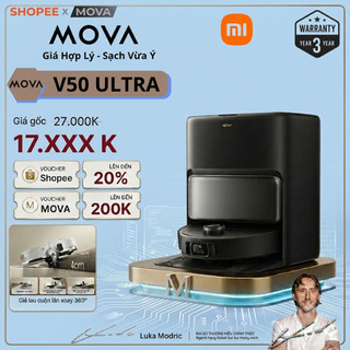 Mova V50 Ultra Đen-Robot Hút Bụi Lực Hút 24.000Pa Leo Bậc Kép 6cm Xòe Giẻ Xòe Chổi Bản Quốc Tế BH 36 Tháng