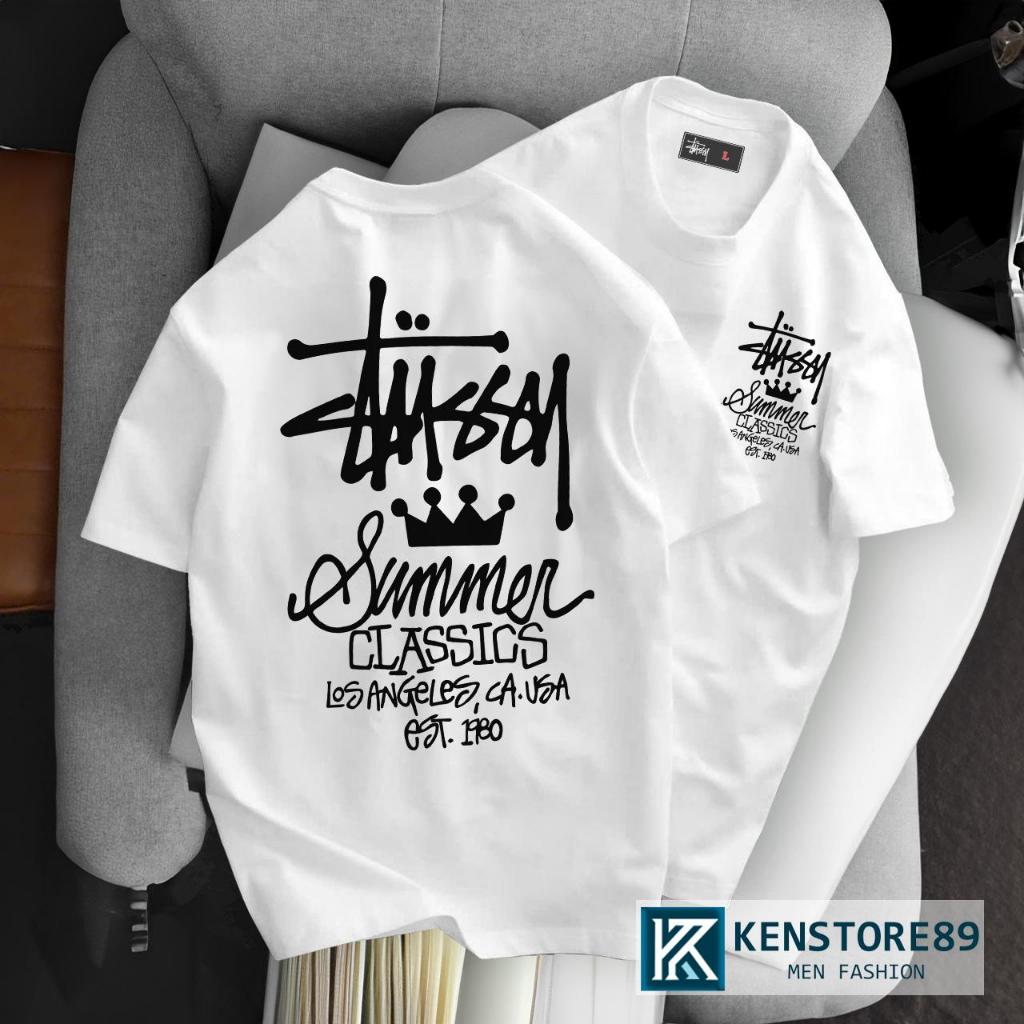STUSS SUMMER ผู้ชายและผู้หญิงรอบคอผ้าฝ้ายแขนสั้น Unisex บุคลิกภาพ Bigsize KENSTORE89 ATK198