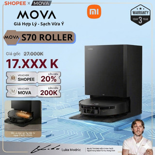 Mova S70 Roller Màu - Đen Robot Hút Bụi Lực Hút 28.000Pa Giặt, Sấy, Xòe Chổi Xòe Cuộn Lăn Bảo Hành 36 Tháng Bản Quốc Tế