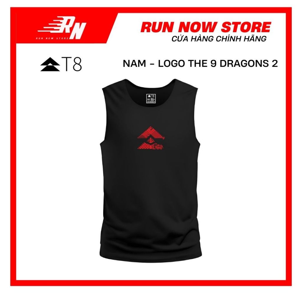 T8 Trail Tank เสื้อวิ่งผู้ชาย โลโก้สีดํา 9 Dragons 2