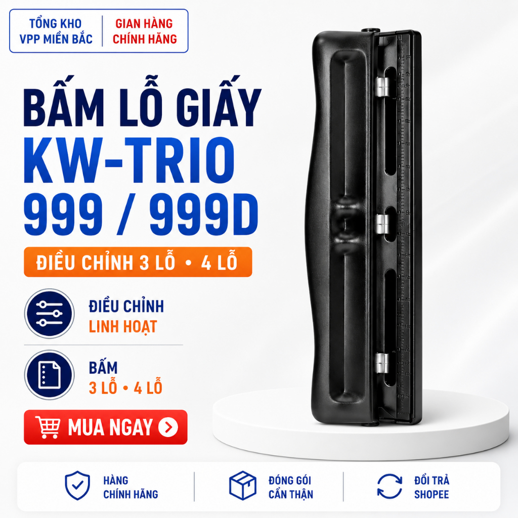 [GENUINE] KW-TriO 999 999D ที่เจาะรูกระดาษ – การปรับระยะ 3 รู, ที่เจาะรูแฟ้มสํานักงาน