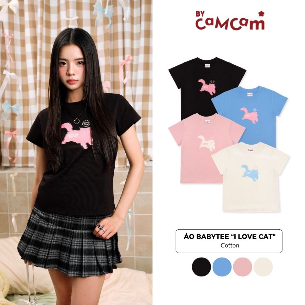 Baby Tee Shirt Bycamcam "I Love Cat" Cotton 100% [คอลเลกชันโปรดของแมว] ABN030