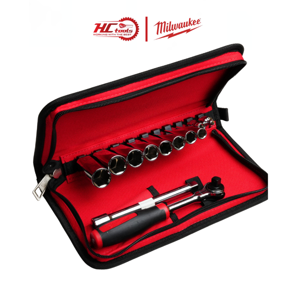 Milwaukee Socket Set 48-22-9001 Metric System 12 ชิ้น 3/8" ของแท้ Drive Metric Socket Set