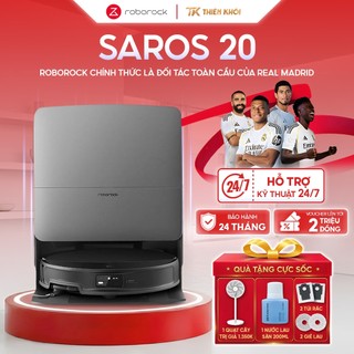 Robot Hút Bụi Roborock Saros 20 | 35.000Pa Siêu Mạnh, Giặt Giẻ Nước Nóng 100°C, Lau Xoay Kép,Nâng Hạ