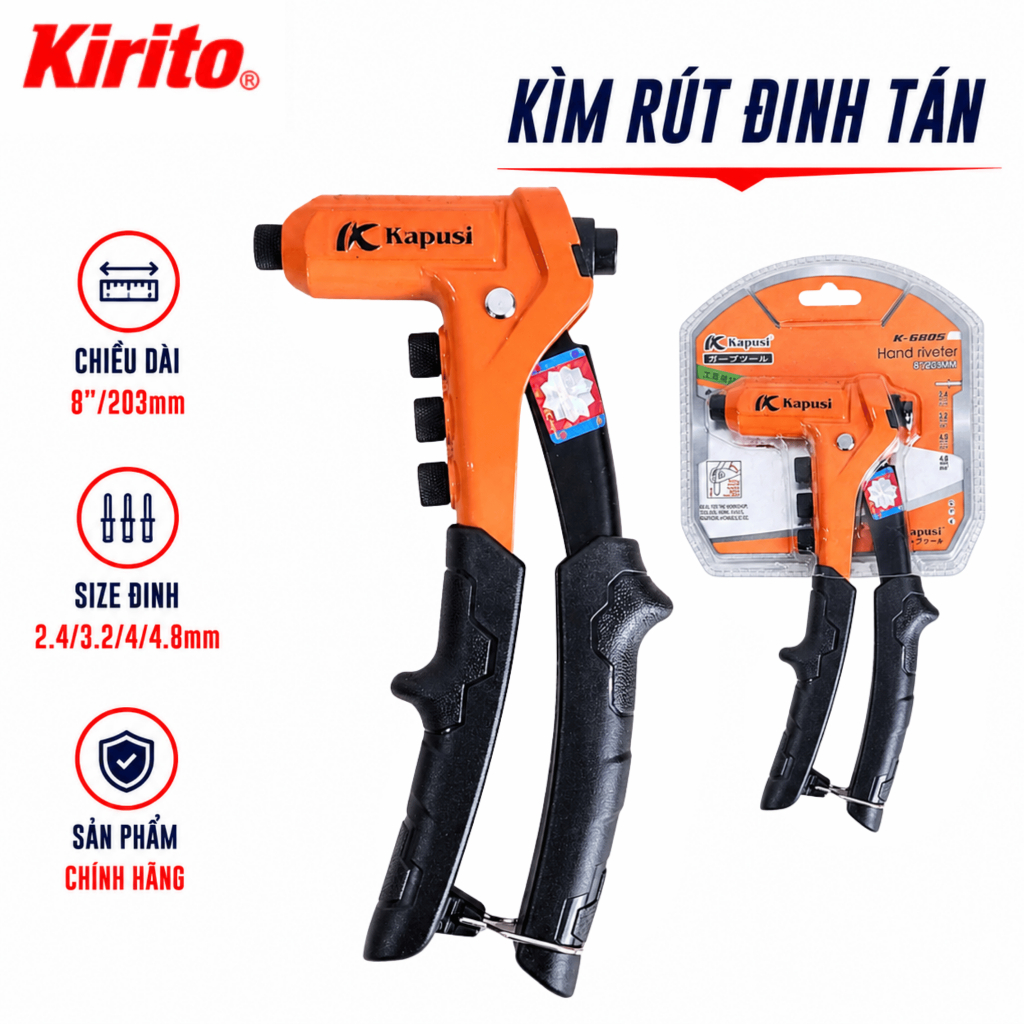 ของแท้ Kapusi K6805 Rivet Retraction คีม 8 นิ้ว/203 มม.-อเนกประสงค์ Rive Press คีม 2.4 มม.3.2 มม.4.0