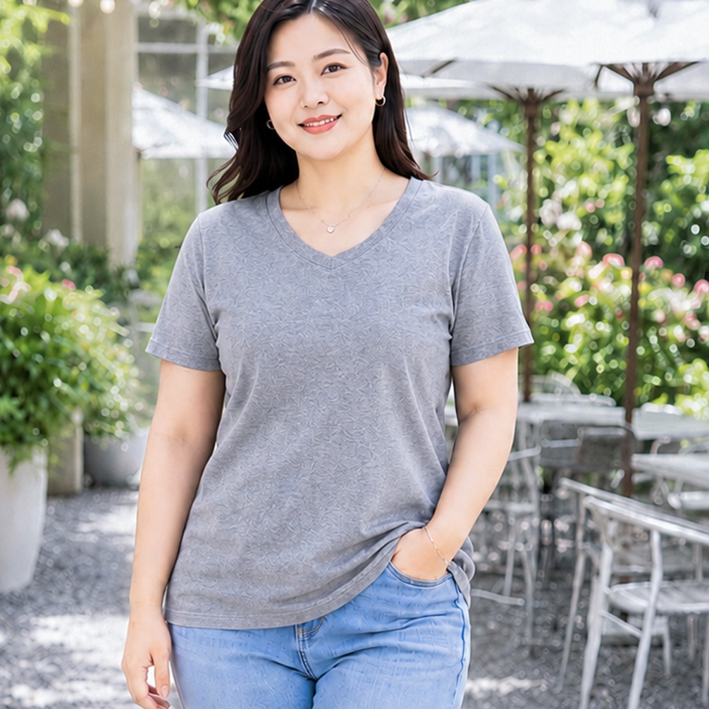 TOLI BSA09 BIGSIZE เสื้อยืดผู้หญิงคอเต่าผ้าฝ้ายยืด 4 ทิศทางทรงหลวมง่าย แบบตั้งแต่ 59–85kg