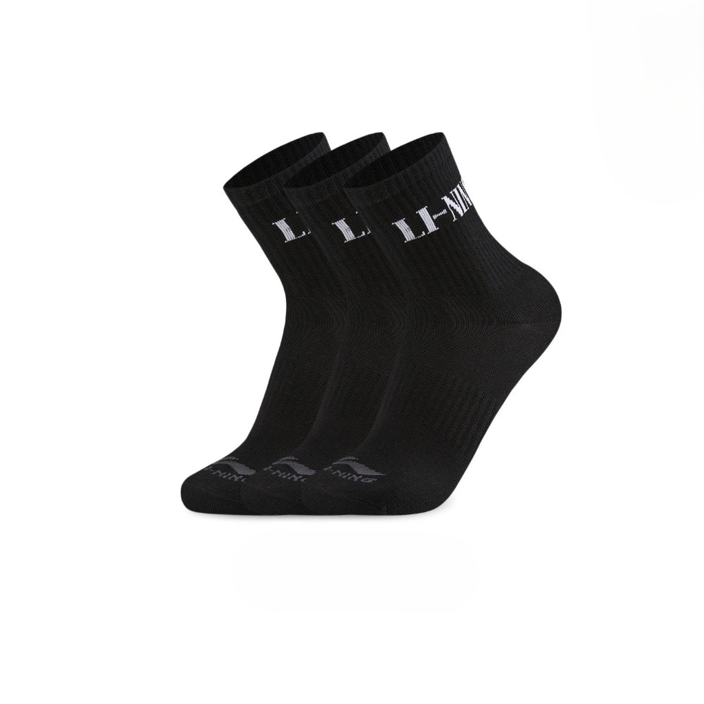 [Accessories] Set 3 Sports High Socks (4 สี) Unisex Li-Ning Fashion/Sportlife AWTW005-1V, -2V, -3V, 