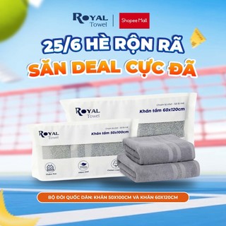 Bộ Đôi Quốc Dân: 1 Khăn 50x100cm và 1 Khăn 60x120cm Sợi Cotton Mềm Mịn, Thấm Hút Tốt, Không Xổ Lông, Không Phai Màu