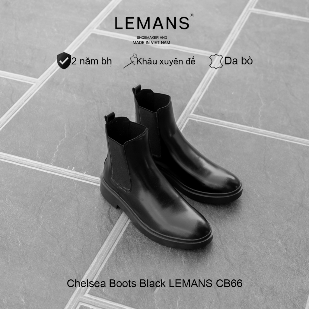 The Diamond Classic Chelsea Boots LEMANS Black CB66 - หนังวัวเต็มเม็ด - รับประกัน 24T