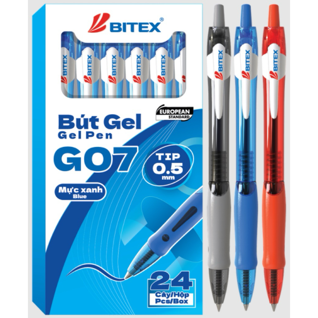 BOX OF 24 BLACK INK BITEX GEL PEN