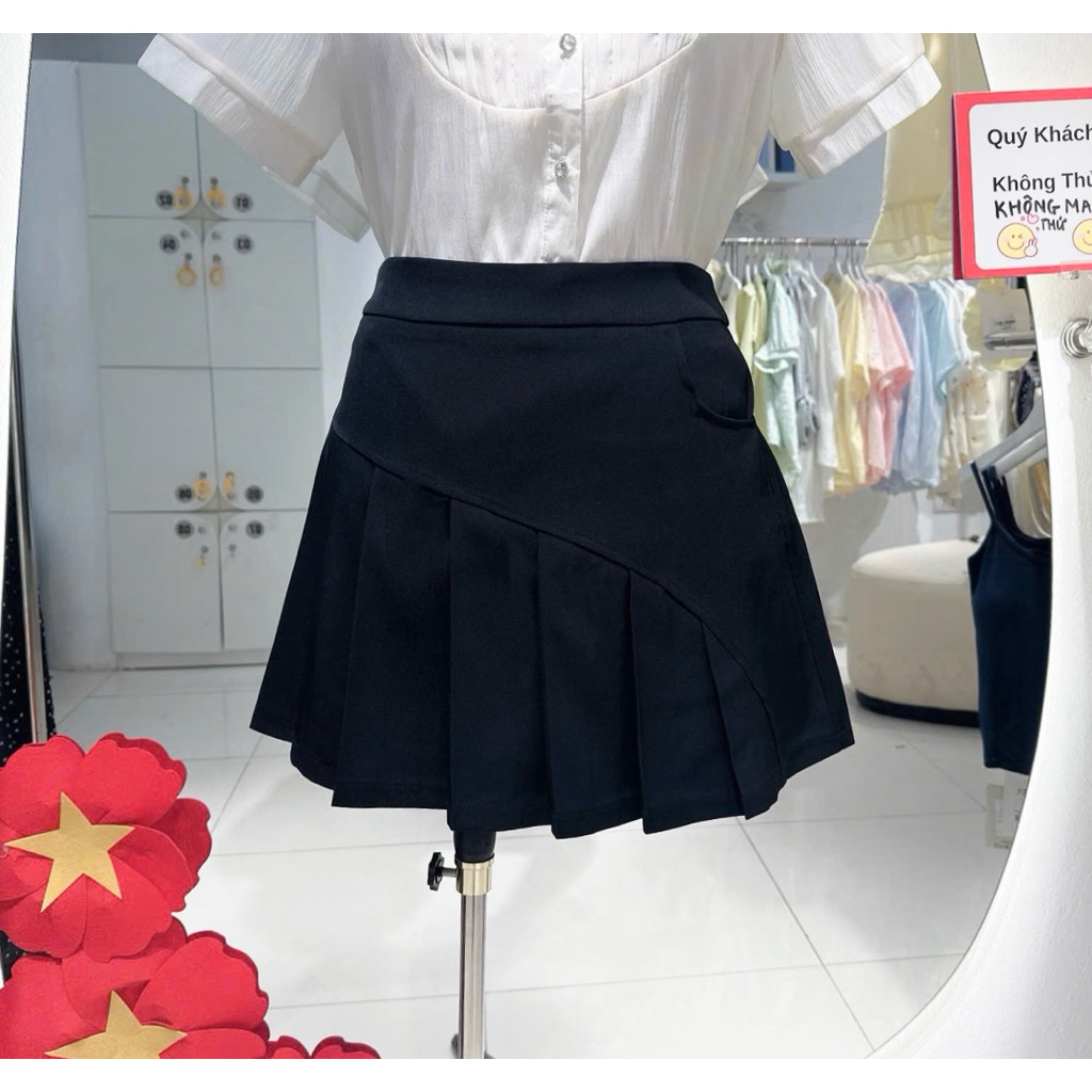 กระโปรงสั้นจีบเฉียงบิ๊กไซส์ รหัส 2606CVN06
