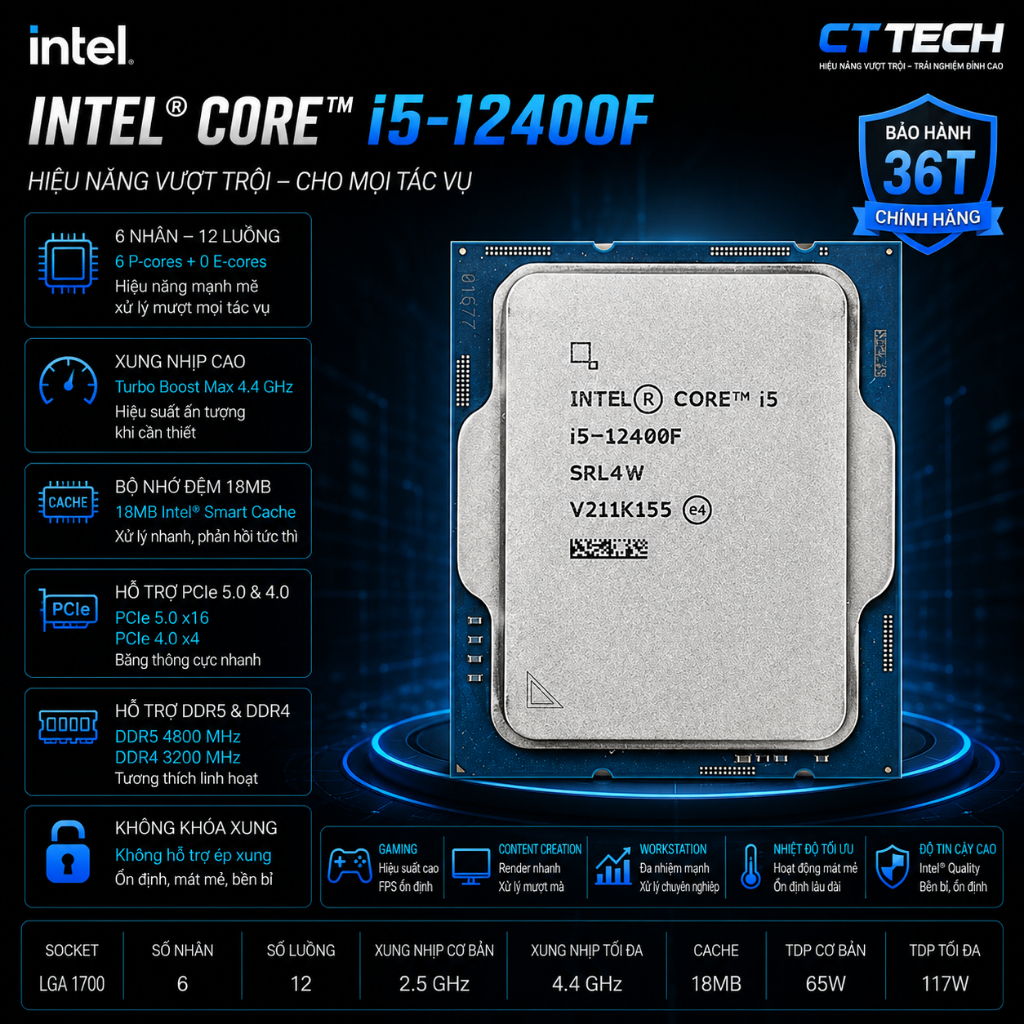 ใหม่ INTEL CORE I5 12400F PROCESSOR ( TRAY )