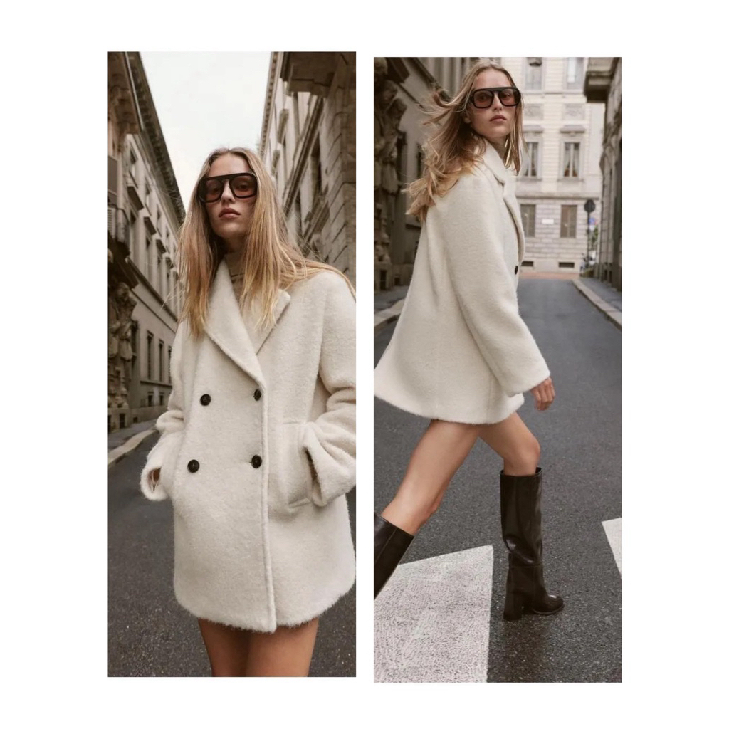 ZARA Coat เสื้อโค้ทสีครีม งานแท้ กันหนาวได้ถึง -5 องศา งานสวยเกินราคา