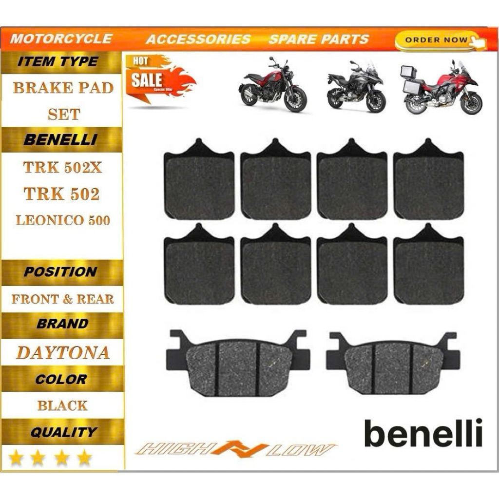 ผ้าเบรคหน้าและหลังสําหรับ Benelli TRK502 TRK502X TRK 502 Leoncino 500 BJ500 BJ500GS-A BJ 500