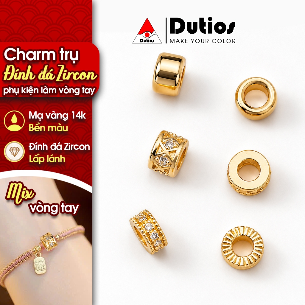 Dutios เครื่องรางเสาเพทายชุบทอง – ตัวเว้นวรรค Stopper DIY สร้อยคอสร้อยข้อมือแฮนด์เมด CTR001